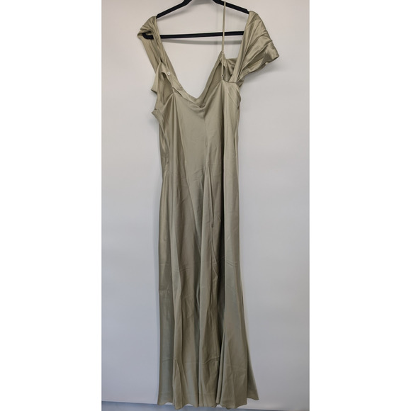 NWT Reformation Ronda Silk Wedding Gown Maxi Dress Size 16 Dried Herb #4B503 - Picture 7 of 12